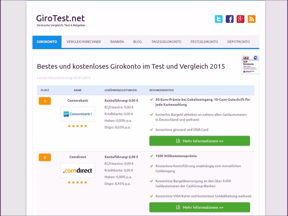 Kostenlose & beste Girokonten im Vergleich auf GiroTest.net