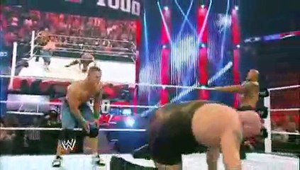 RAW 1000 Off the Air - John Cena and The Rock attacking Big Show !