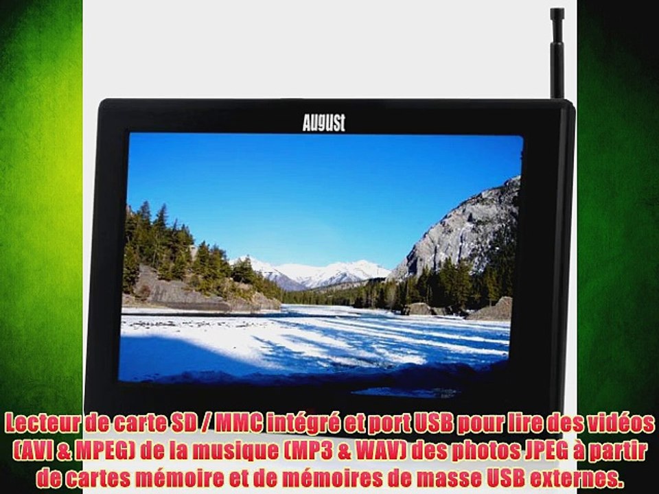 August DA100C TÃ©lÃ©viseur portable 10 (254cm) haute rÃ©solution - TNT & Enregistreur TV / TV