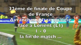 Avranches se qualifie en 16e de finale de coupe de France face à Lorient - 3 janvier 2015