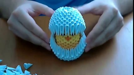 How to make 3d origami chicken in egg part2