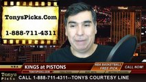 Detroit Pistons vs. Sacramento Kings Free Pick Prediction NBA Pro Basketball Odds Preview 1-4-2015