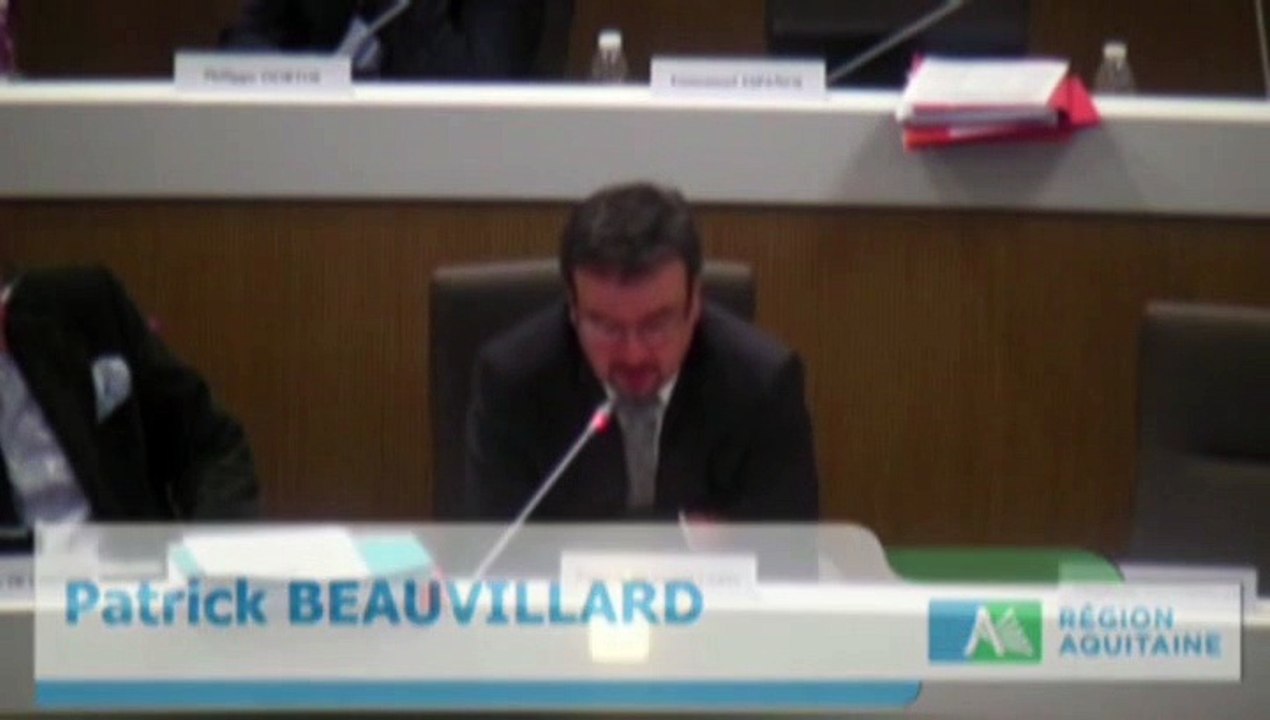 Vote du Budget 2015 du Conseil Régional d'Aquitaine  - Intervention de P. Beauvillard
