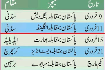 Cricket World Cup 2015 Pakistan Match Schedule