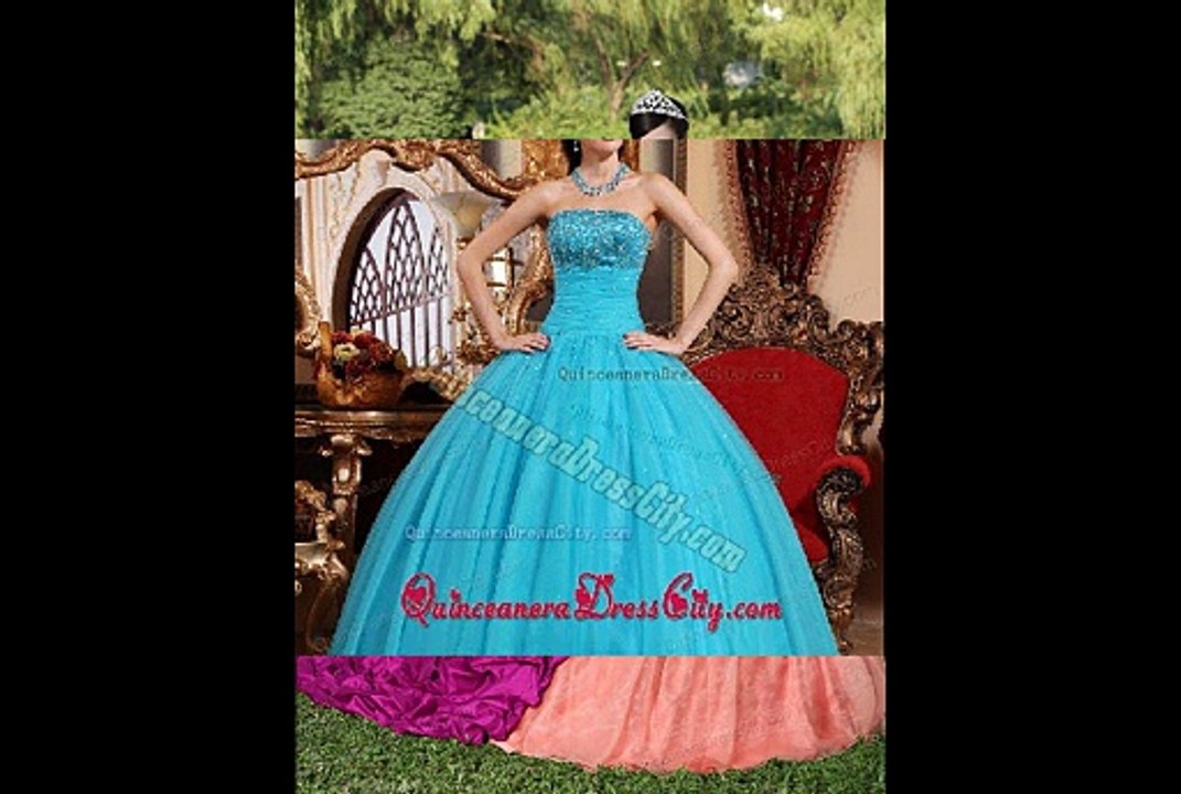 stylish multi color 2015 quinceanera dress with ruffles and appliques