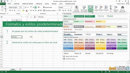 06.01 Formatos y estilos predeterminados en Excel