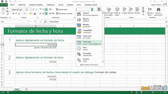 06.05 Formatos de fecha y hora en Excel 2013