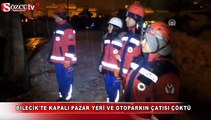 Kapalı pazar yeri ve otoparkın çatısı çöktü