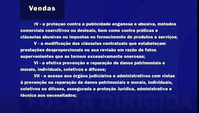 Folha Dirigida - Técnica de Vendas - Direitos Básicos do Consumidor (Prof. Cleverson Campista)