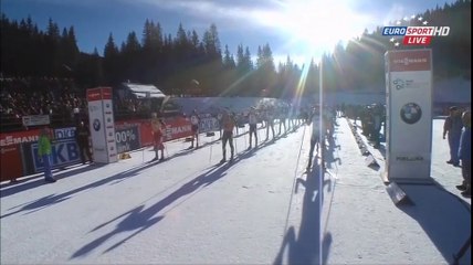 Biathlon, mass-start (H) de Pokljuka, 21 décembre 2014 (Martin Fourcade sur la boîte, JGB presque)