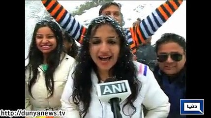 India_ People enjoy snow falling in Shimla