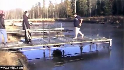 Fat Guy Jumping On Ice