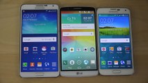 Android 5.0 Lollipop  Samsung Galaxy Note 3 vs. Samsung Galaxy S5 vs. LG G3 - Which Is Faster  (4K)