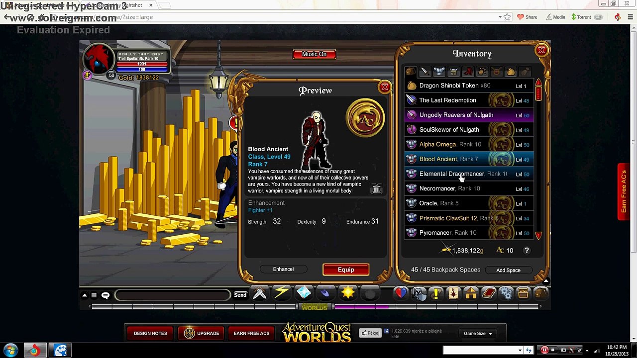 Adventure Quest World Account for sell(1)