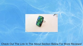 Elegant Rectangular Abalone Shell Ring, Natural Colorful Abalone Shell Mounted on Silver Plated Ring Review