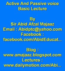 First Lecture Of Active Passive Voice By Sir Abid Afzal Majaaz