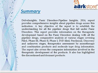 Aarkstore - Panic Disorders-Pipeline Insights, 2014