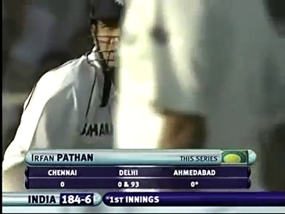 Irfan Pathan, Survives a Close call, almost ran out for a DUCK, 2005