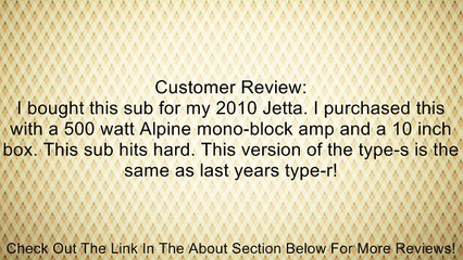 Alpine SWS10D4 / SWS-10D4 / SWS-10D4 Type-S 10 Car Subwoofer Review