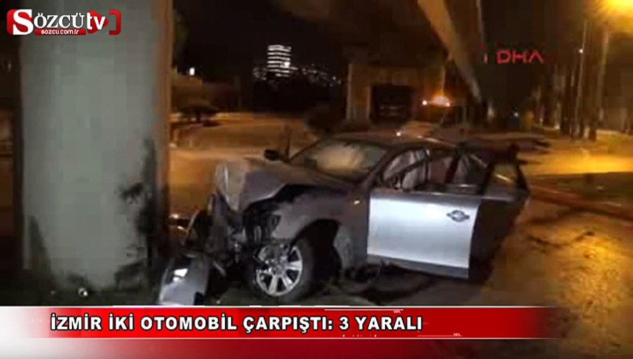 İzmir iki otomobil çarpıştı 3 yaralı