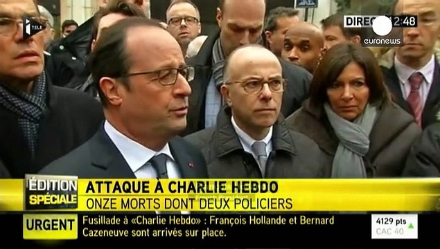 François Hollande condemns cowardly attack on satirical paper Charlie Hebdo