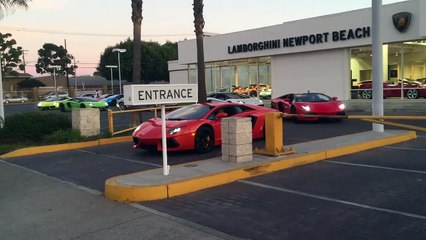 Quand des dizaines de Lamborghini sortent d'un garage