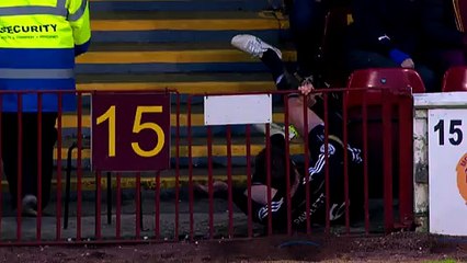 Pawlett goes flying into opposition fans - but what happens next is amazing!