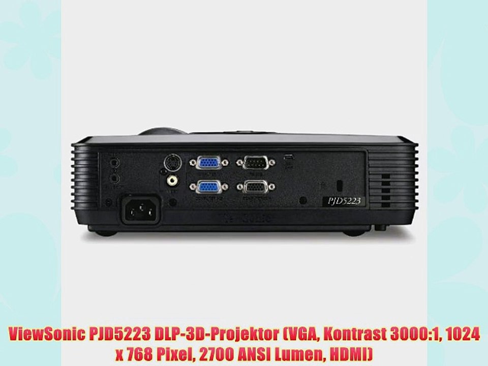 ViewSonic PJD5223 DLP-3D-Projektor (VGA Kontrast 3000:1 1024 x 768 Pixel 2700 ANSI Lumen HDMI)