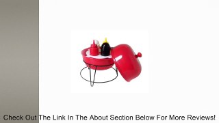 Barbeque Grill Shaped Mustard Ketchup Salt & Pepper shaker Condiment caddy Set (Red) Review