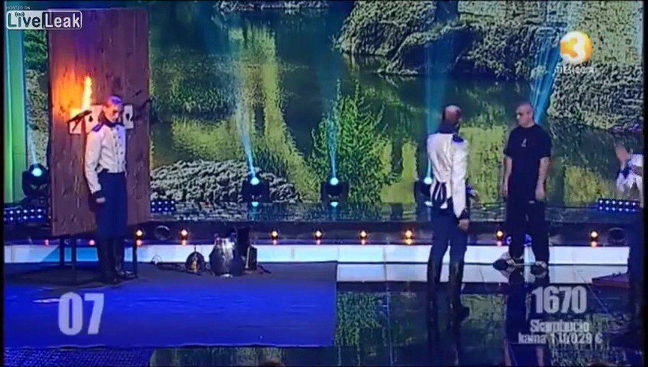 Worst knife thrower ever risking his partners life on live TV