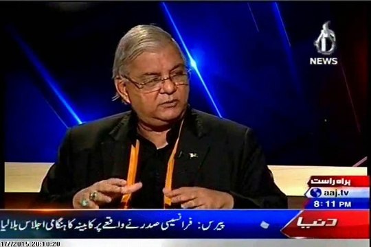AAJ TV Aaj with Sadia Afzal with MQM Tahir Mushahidl (7 jan 2015)