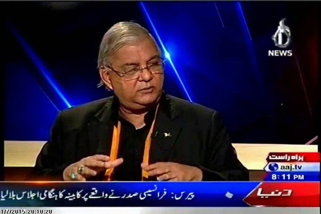 AAJ TV Aaj with Sadia Afzal with MQM Tahir Mushahidl (7 jan 2015)