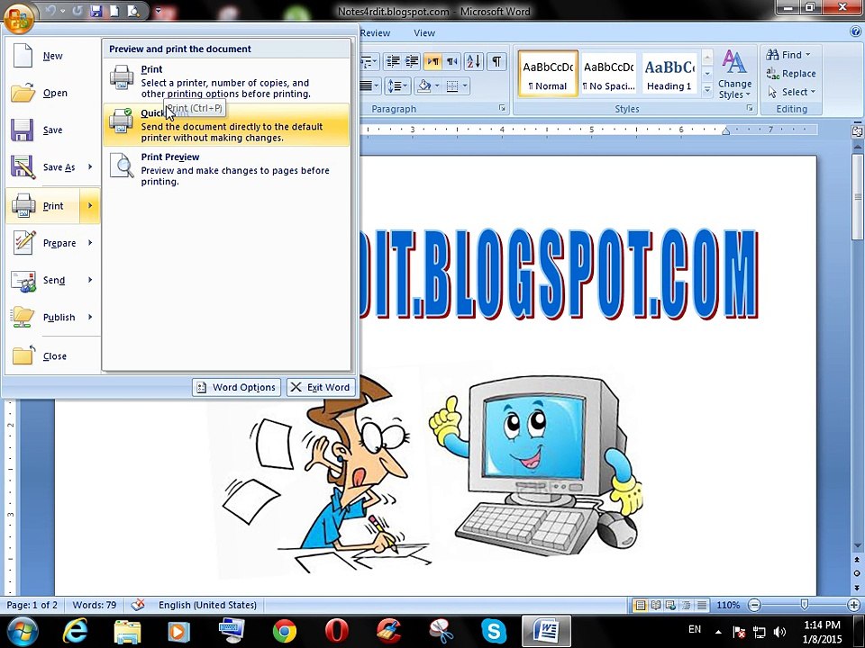 HOW TO PRINT A FILE IN MS WORD 2007 IN URDU