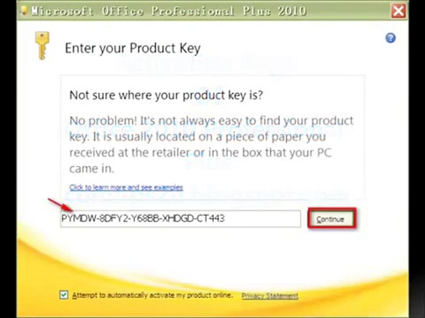 Para Microsoft Office 2010 Key