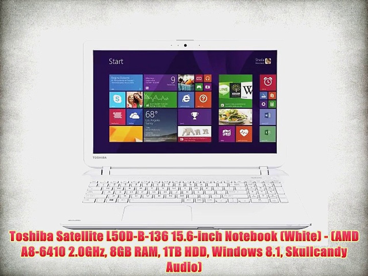 Toshiba Satellite L50D-B-136 15.6-inch Notebook (White) - (AMD A8-6410  2.0GHz 8GB RAM 1TB HDD - video Dailymotion