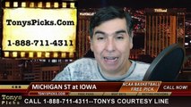 Iowa Hawkeyes vs. Michigan St Spartans Free Pick Prediction NCAA College Basketball Odds Preview 1-8-2015
