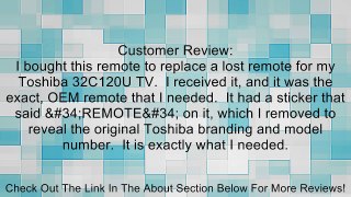 TOSHIBA CT-90325 Remote Review