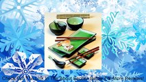 11 Piece Green Japanese Dinnerware Set w/ Sushi Mat Green Review