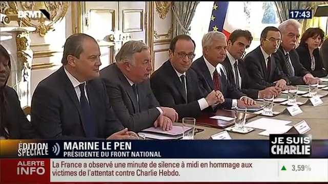 Attentat contre Charlie Hebdo: c'est une exclusion, il n'y a plus d'union nationale , Marine Le Pen (7/14) - 08/01