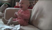 Baby Laughing Hysterically at Ripping Paper (Original) -