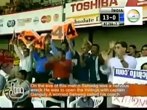 Sehwag 39 s 1st ODI Century India v s New Zealand