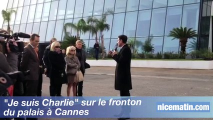 "Je suis Charlie" sur le fronton du palais des festivals à Cannes