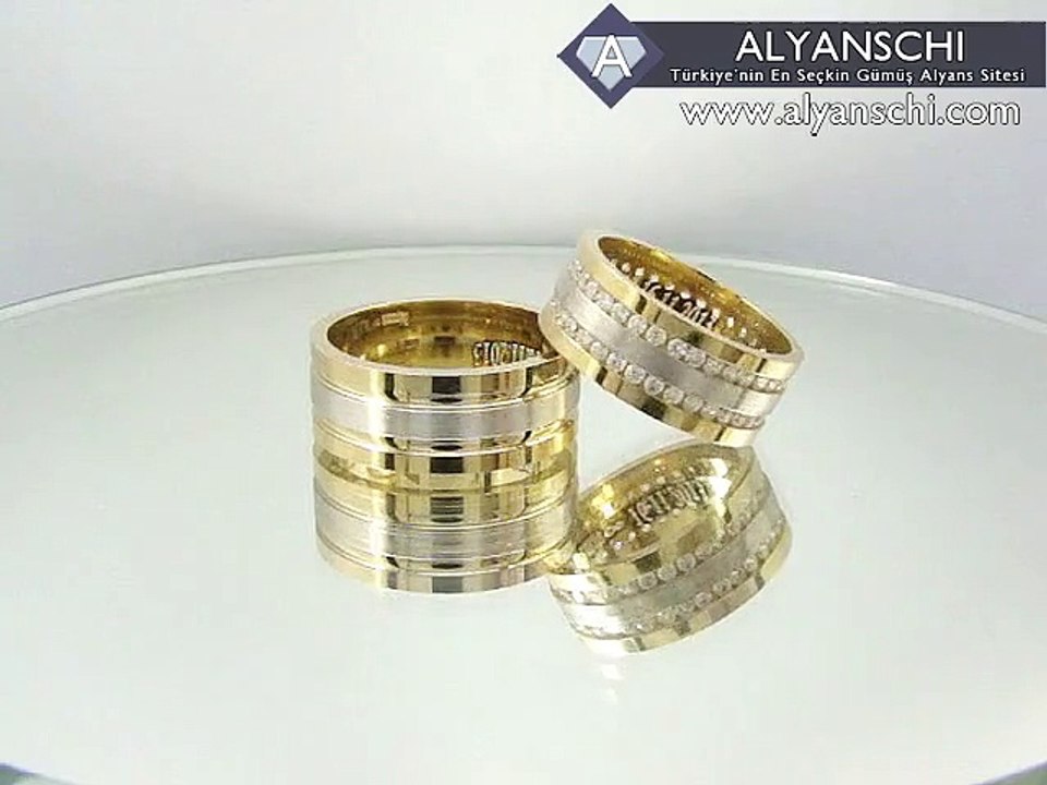 18 Ayar Altın Kaplama Çift Renkli Gümüş Alyans
