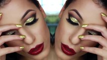 GREAT Gold Glitter Smokey Eye PROM EVE Makeup FULL Tutorial 2015 HD