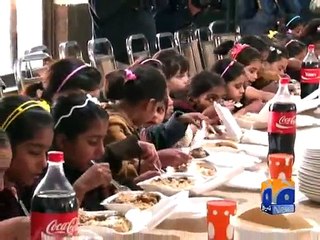 Newlyweds Imran and Reham Khan give food to children's shelter-Geo Reports-09 Jan 2015