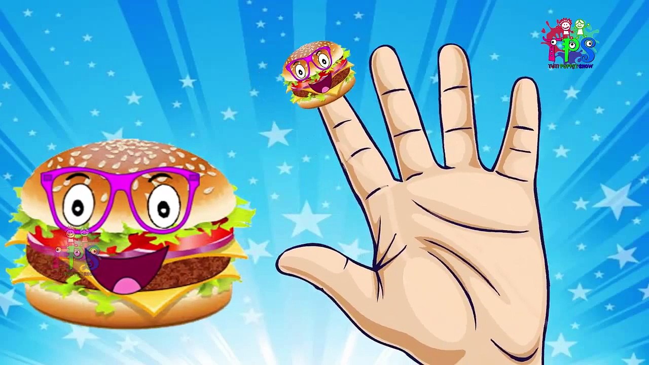 Cartoon Burger and candy Finger Family Animation Nursery Rhymes Collection for Children Babies