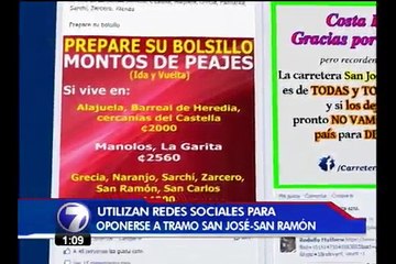 Movimiento en Facebook plantea oposición a carretera San José- San Ramón
