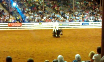 Professional Bull Rider Showing His Talent In Olympic Games