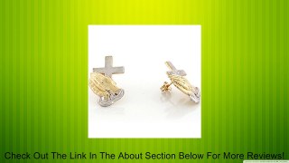 14k Real 2 Tone Gold Praying Hands Cross Religious Stud Unisex Earring Review