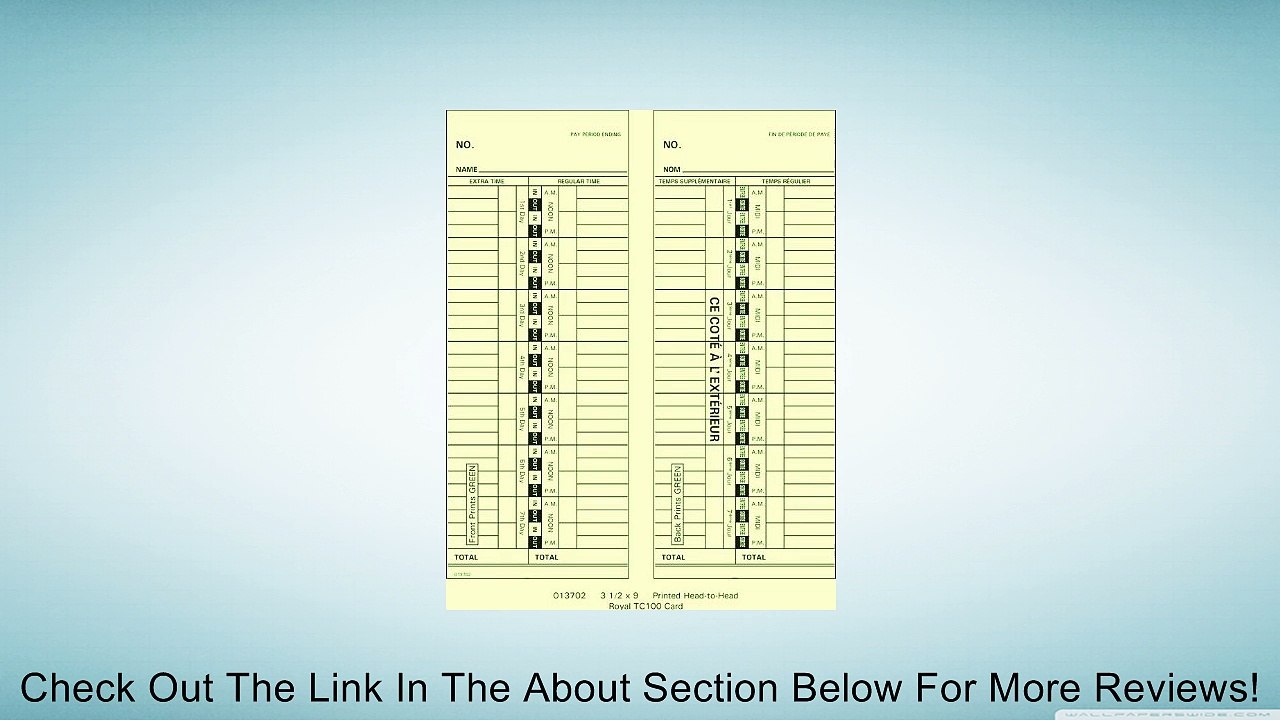 013702 Weekly Time Cards For Royal TC100/TC200 (Box of 1000) Review